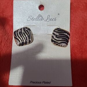 Stella Luce Black and Gold Wave Earrings